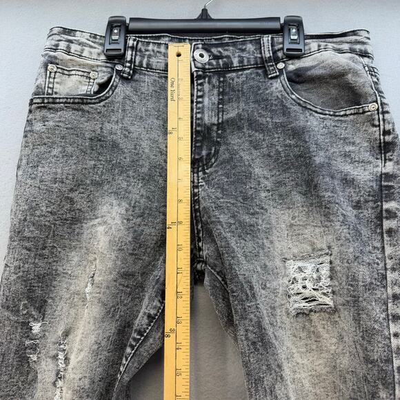 CR24 Jeans Women's 34 (18) Black Chrome Edge Acid Wash Distressed Tapered Leg - Picture 12 of 14